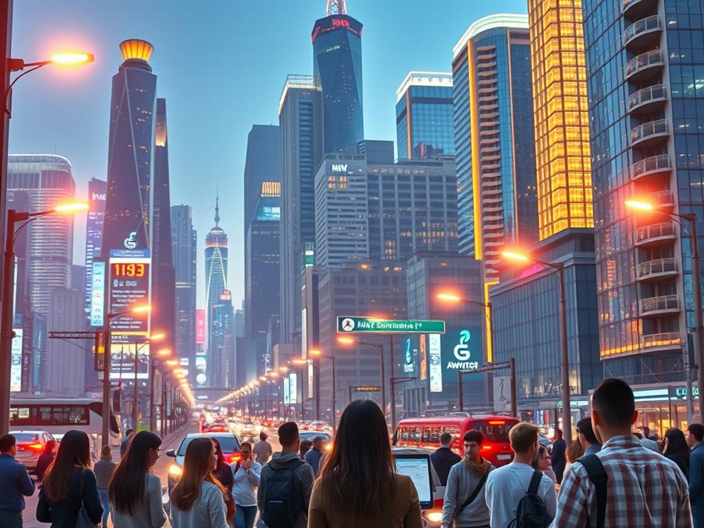 negócios em cidades inteligentes e urbanização digital